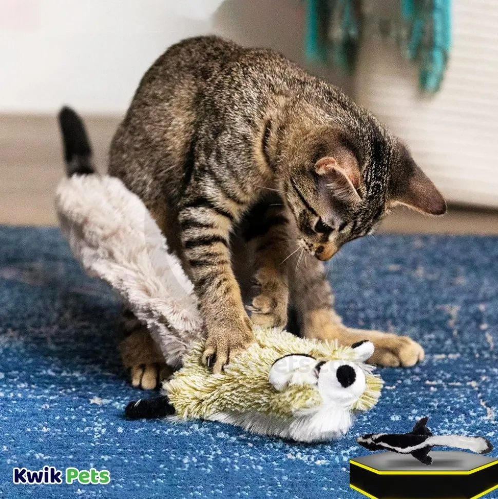 Skinneeez Flippin' Electronic Cat Toy Racoon with Catnip 15-in