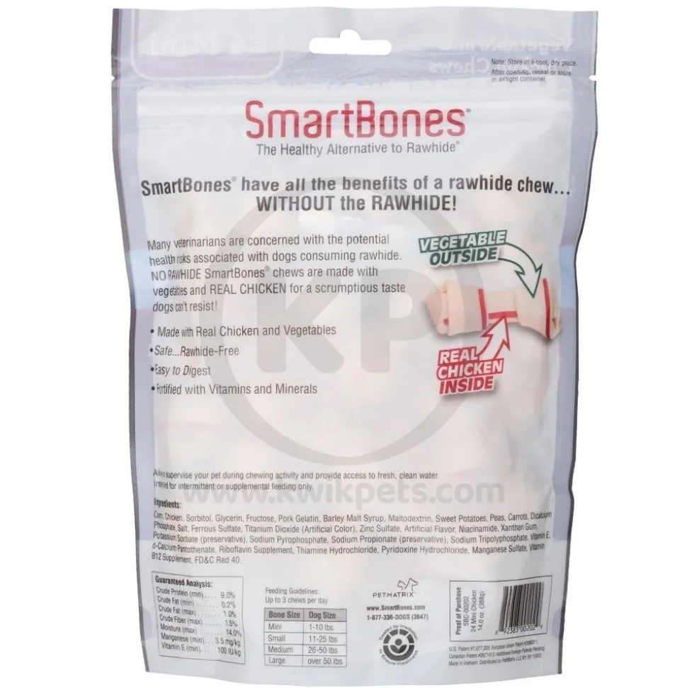SmartBones Mini Classic Bone Chews Dog Treat Chicken 24 Count 14-oz