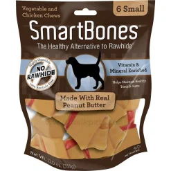 SmartBones Small Classic Bone Chews Dog Treat Peanut Butter 6 Count 11-oz