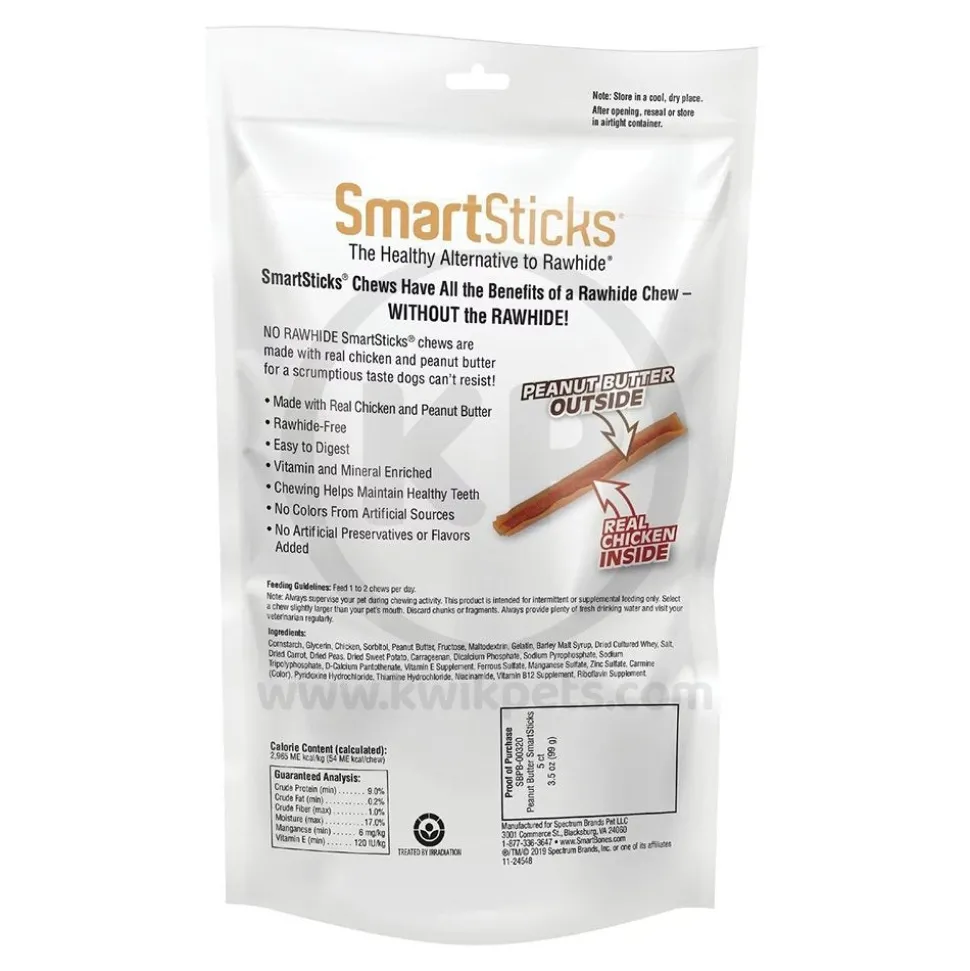 SmartBones SmartSticks Dog Treat Peanut Butter 5 Count 3.5-oz