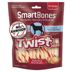 SmartBones Twist Sticks Dog Treat Chicken 50 Count 9.7-oz