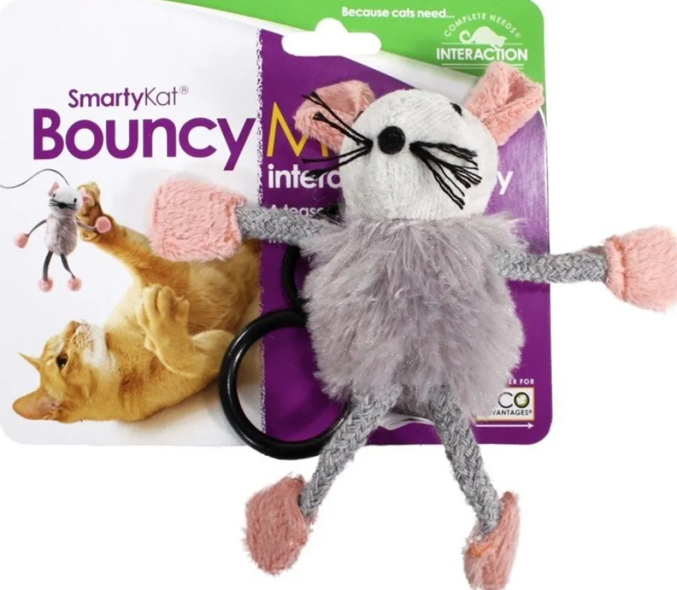 SmartyKat Bouncy Mouse Bungee Plush Catnip Cat Toy Assorted