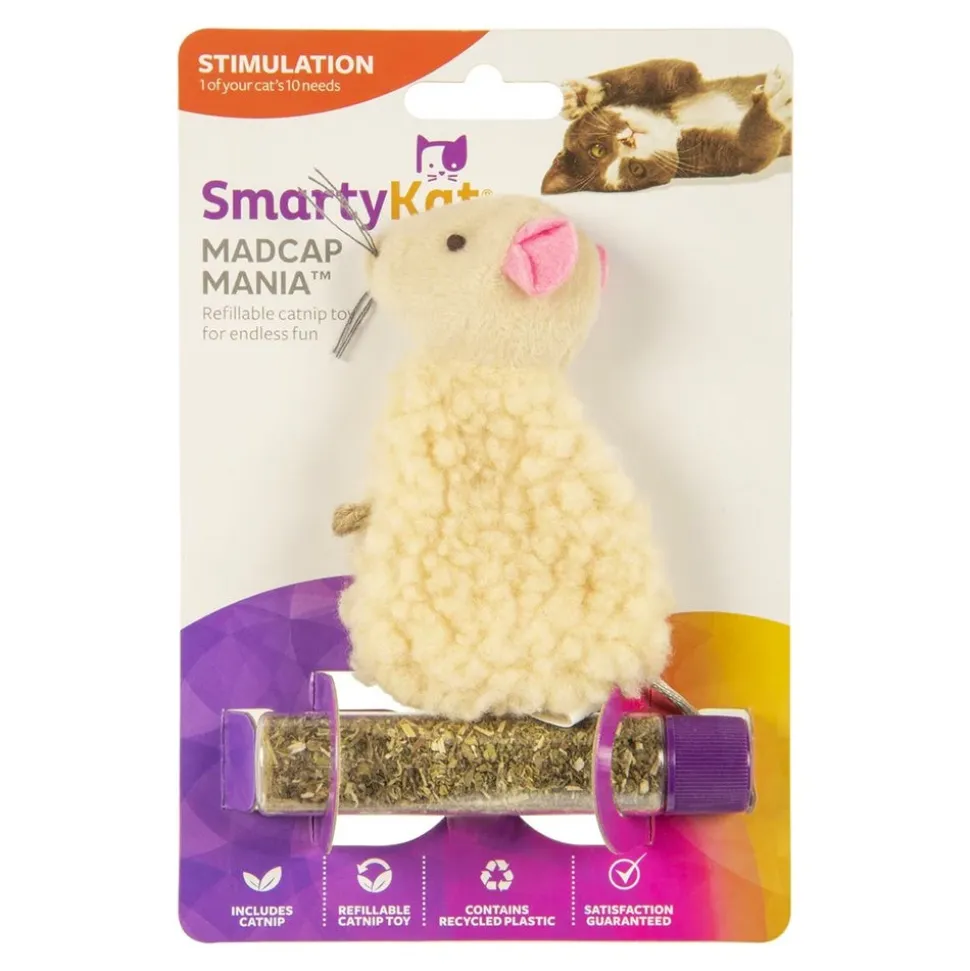 SmartyKat Madcap Mouse Refillable with Catnip Tube Cat Toy Assorted