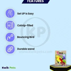 Spot A-Door-Able Bouncing Plush Bird with Feather Tail Cat Toy Multicolor 4.5-in