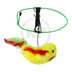 Spot A-Door-Able Bouncing Plush Bird with Feather Tail Cat Toy Multicolor 4.5-in