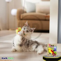 Spot A-Door-Able Bouncing Plush Bird with Feather Tail Cat Toy Multicolor 4.5-in