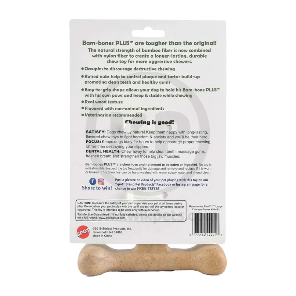 Spot Bam-Bones Plus Dog Chew Toy Chicken Large 7-in