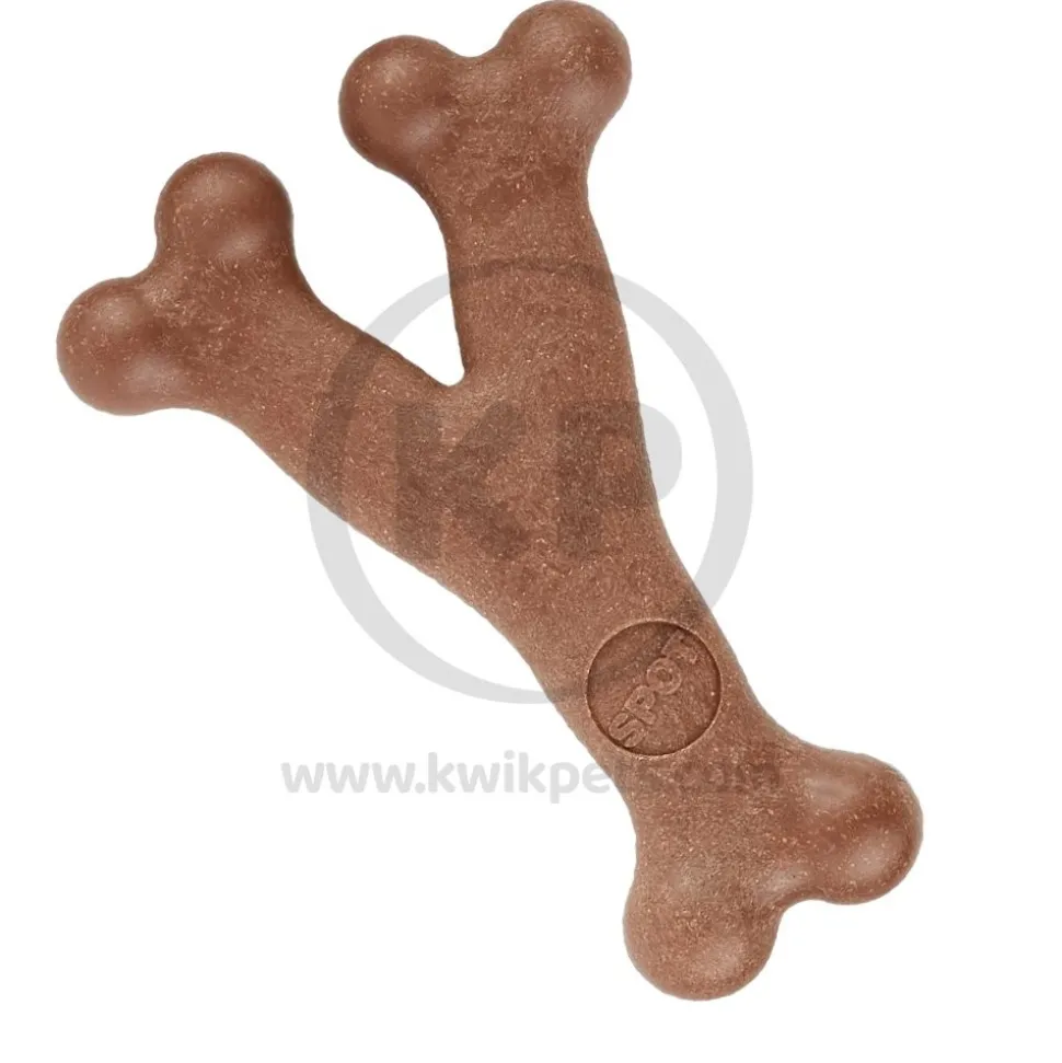 Spot Bam-Bones Wish Bone Dog Chew Toy Bacon Large 7-in