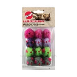 Spot Colored Plush Mice Rattle & Catnip Cat Toy Assorted 12 Count