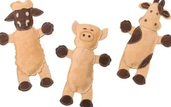 Spot Dura-Fused Leather Barnyard Dog Toy Assorted Brown & Tan 11-in