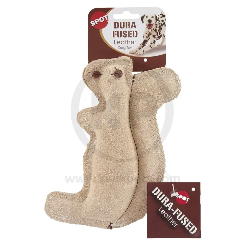 Spot Dura-Fused Leather & Jute Dog Toy Squirrel Tan Small
