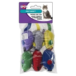 Spot Felt Mice Cat Toy with Catnip Assorted 6 Count 6-in