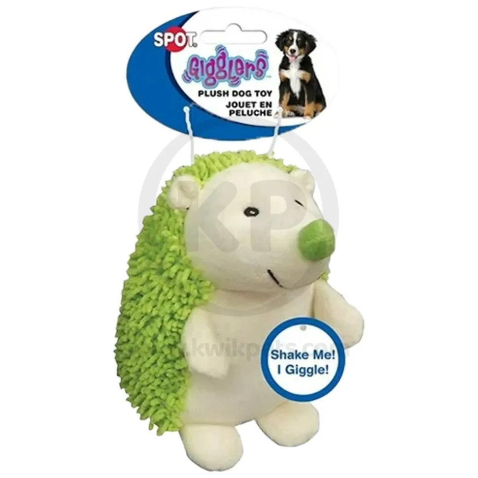 Spot Giggler Plush Dog Toy Hedgehog Assorted 6.5-in