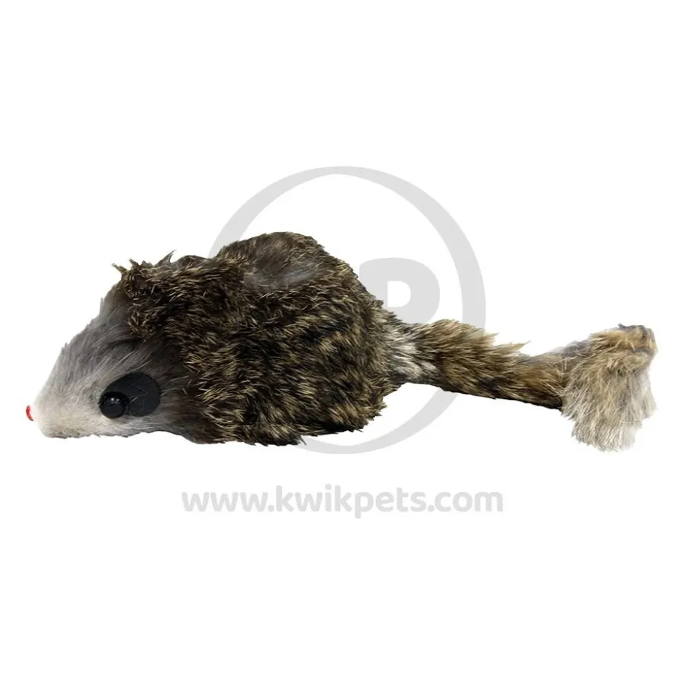 Spot Shaggy Plush Giant Mouse Rattle & Catnip Cat Toy Brown 8.5-in