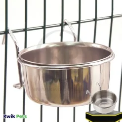 Spot Stainless Steel Coop Cup with Wire Hanger for Dogs, Cats, Birds & Small Pets 10-oz