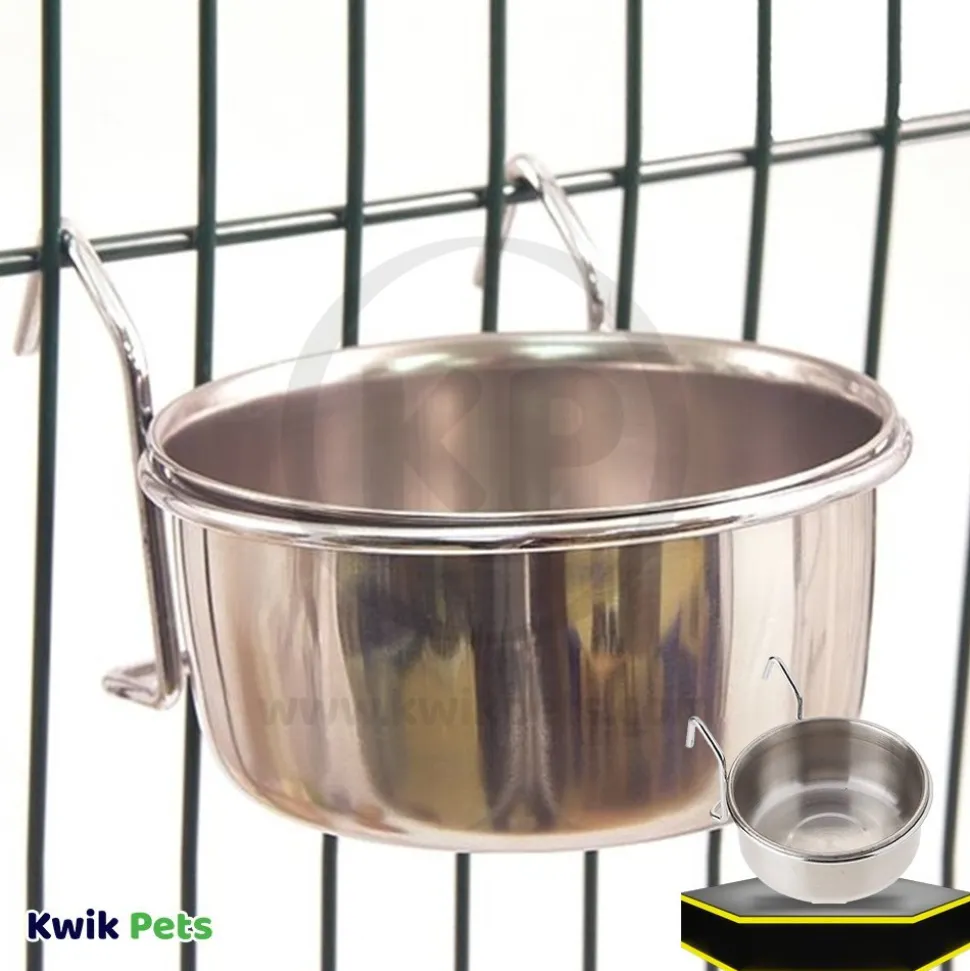 Spot Stainless Steel Coop Cup with Wire Hanger for Dogs, Cats, Birds & Small Pets 10-oz