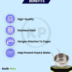 Spot Stainless Steel Coop Cup with Wire Hanger for Dogs, Cats, Birds & Small Pets 10-oz