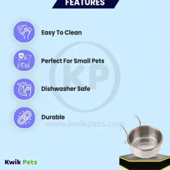 Spot Stainless Steel Coop Cup with Wire Hanger for Dogs, Cats, Birds & Small Pets 10-oz