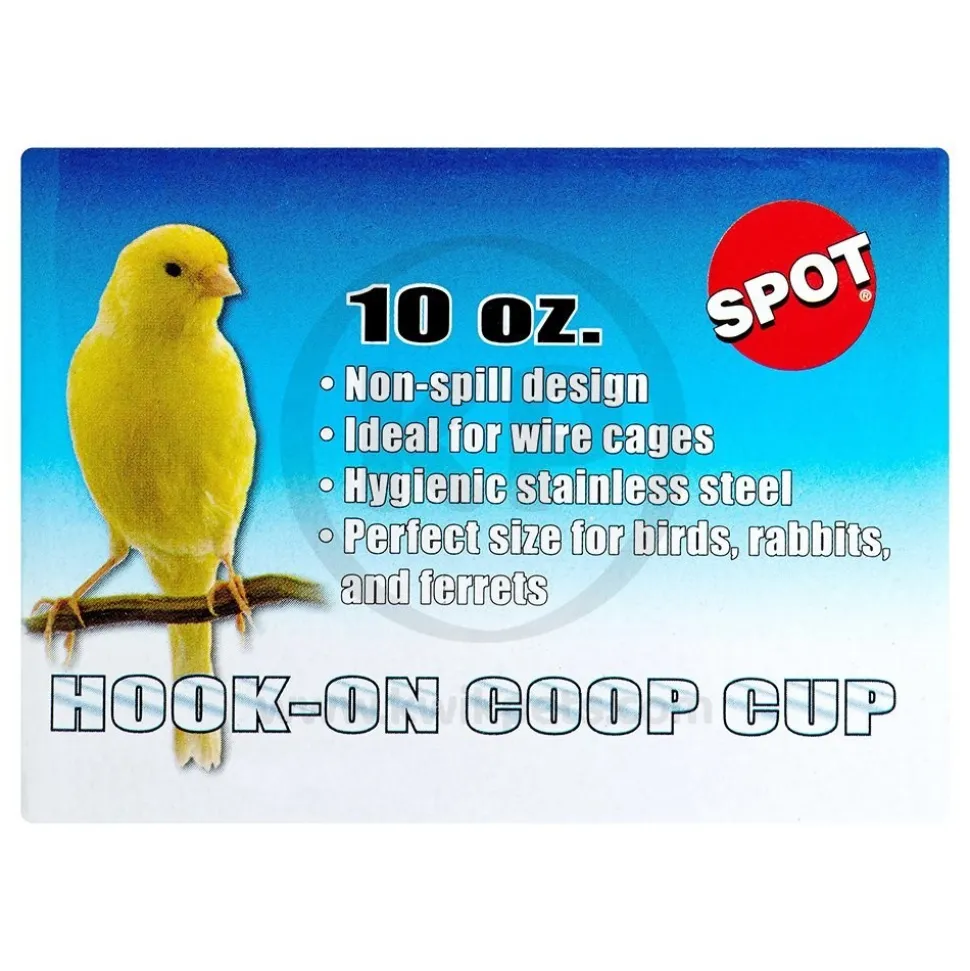 Spot Stainless Steel Coop Cup with Wire Hanger for Dogs, Cats, Birds & Small Pets 10-oz