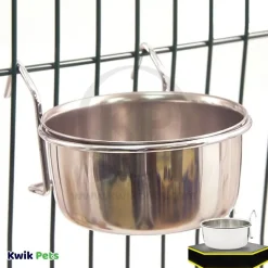 Spot Stainless Steel Coop Cup with Wire Hanger for Dogs, Cats, Birds & Small Pets 20-oz