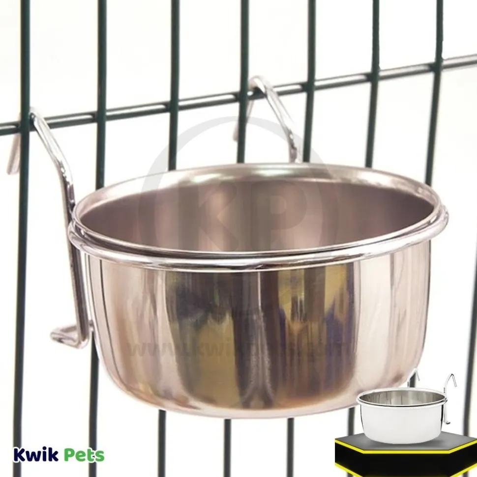 Spot Stainless Steel Coop Cup with Wire Hanger for Dogs, Cats, Birds & Small Pets 20-oz