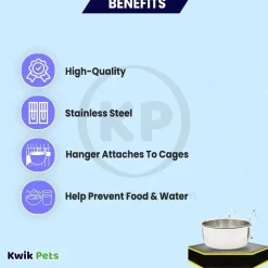 Spot Stainless Steel Coop Cup with Wire Hanger for Dogs, Cats, Birds & Small Pets 20-oz