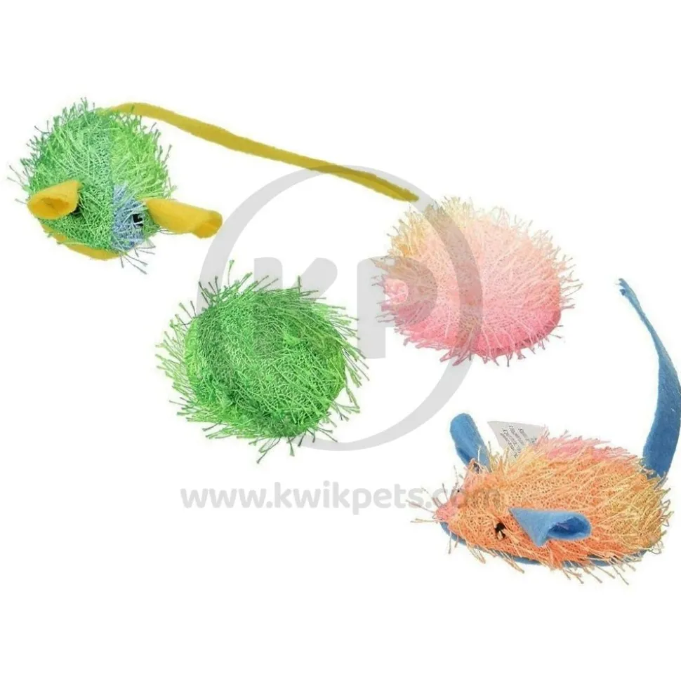 Spot Stringy Mice & Ball Cat Toy with Catnip Assorted 4 Count 2-in