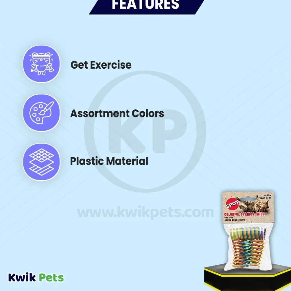 Spot Wide Colorful Springs Cat Toy Assorted 10 Count 2-in