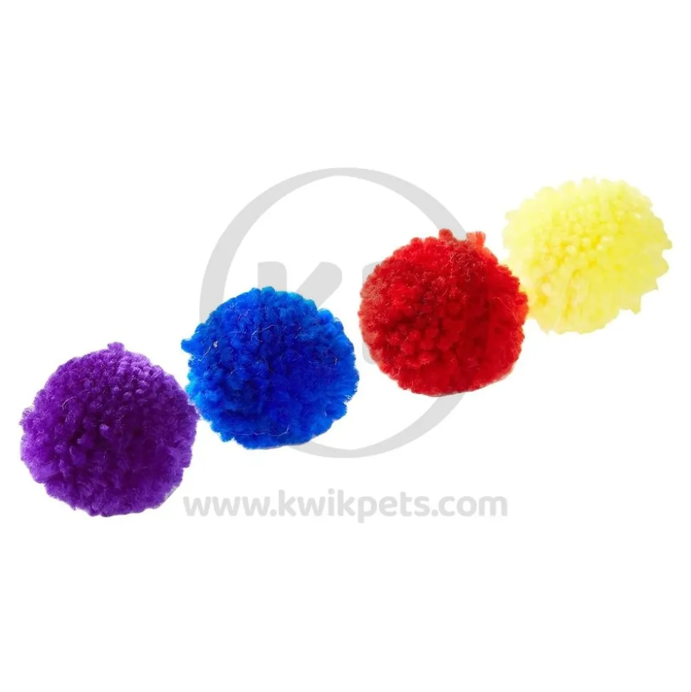 Spot Wool Pom Poms Cat Toy with Catnip Assorted 4 Count 1.5-in