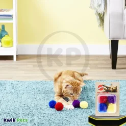 Spot Wool Pom Poms Cat Toy with Catnip Assorted 4 Count 1.5-in