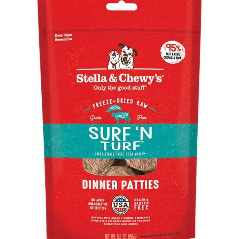 Stella & Chewy's Freeze-Dried Raw Dinner Patties Dog Food Surf 'N Turf 5.5-oz