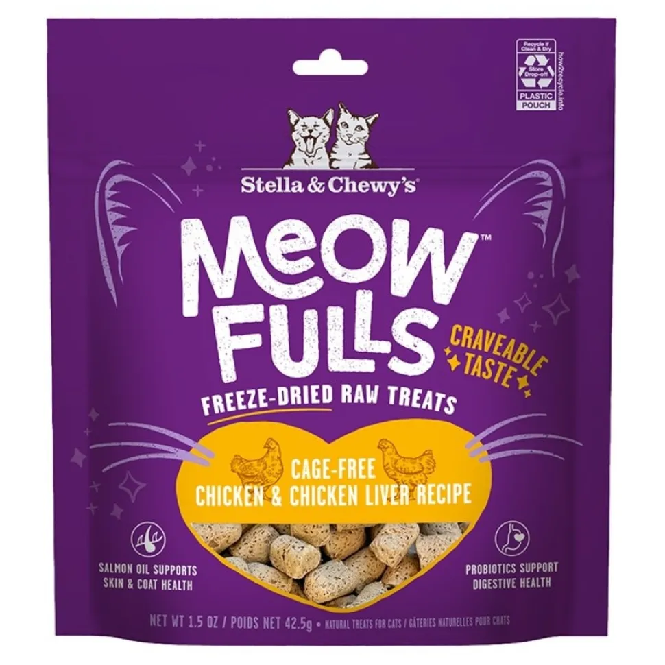 Stella & Chewy's Meowfulls Freeze Dried Raw Cat Treats Cage-Free Chicken & Chicken Liver Recipe 1.5-oz