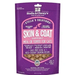 Stella & Chewy's Stella's Solutions Freeze-Dried Raw Skin & Coat Support Cat Food Cage-Free Duck & Wild-Caught Salmon Recipe 7.5-oz