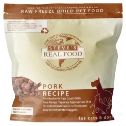 Steve's Real Food Freeze-Dried Nuggets Raw Dog & Cat Food Pork Recipe 1.25-lb