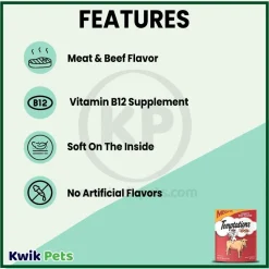 Temptations Classics Crunchy & Soft Adult Cat Treats Hearty Beef 6.3-oz