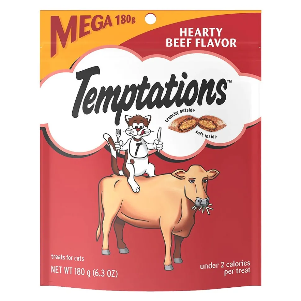 Temptations Classics Crunchy & Soft Adult Cat Treats Hearty Beef 6.3-oz