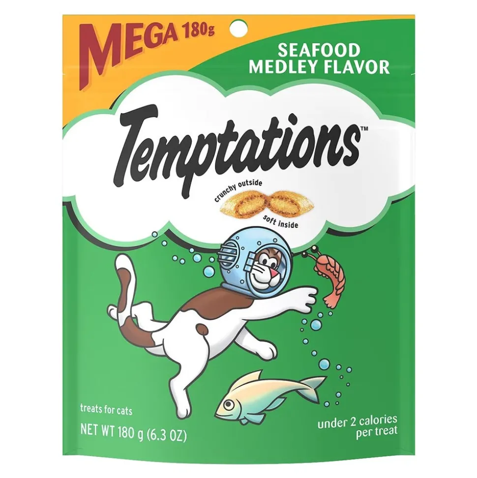 Temptations Classics Crunchy & Soft Adult Cat Treats Seafood Medley 6.3-oz