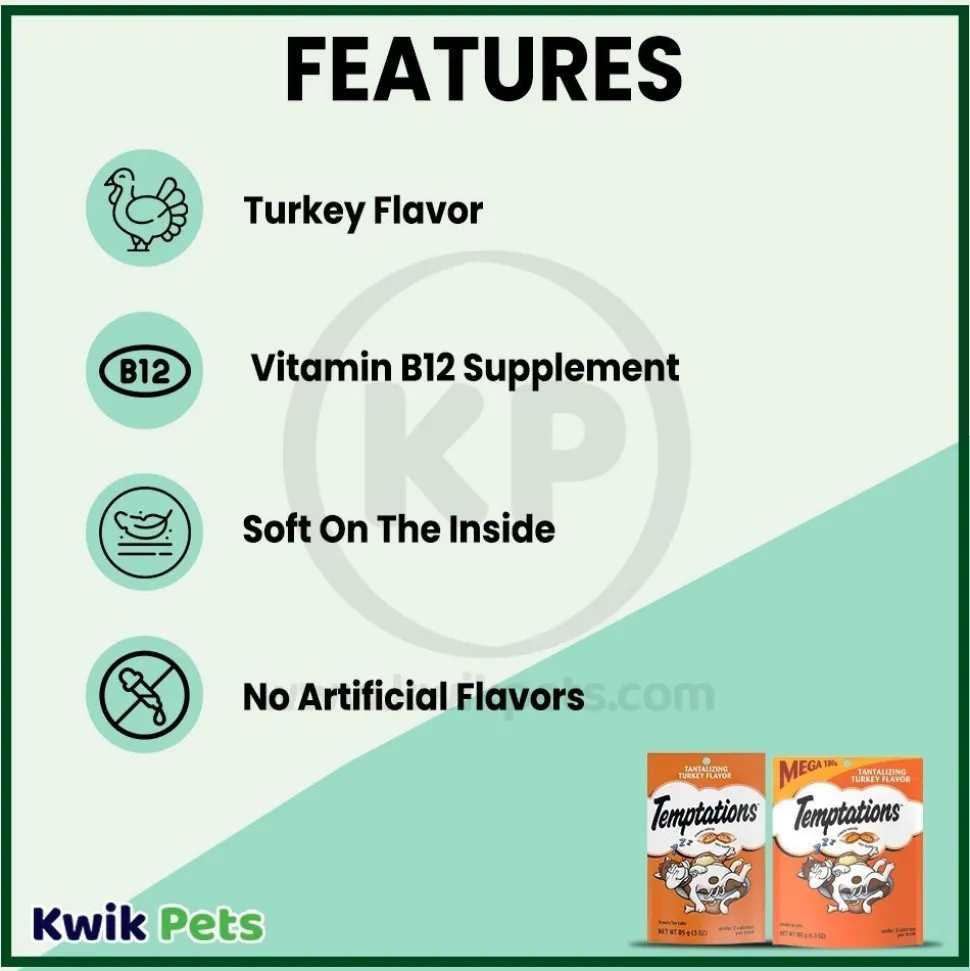 Temptations Classics Crunchy & Soft Adult Cat Treats Tantalizing Turkey 3-oz