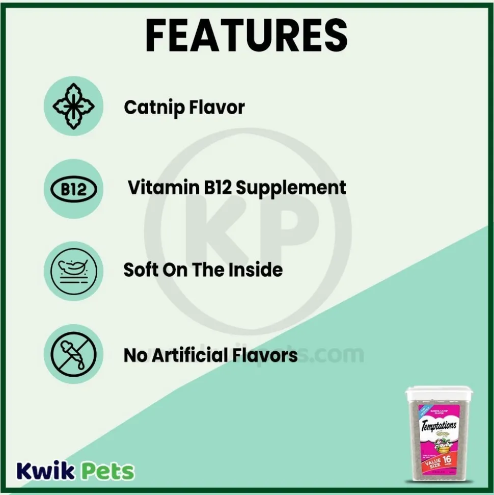 Temptations Classics Crunchy & Soft Adult Cat Treats Blissful Catnip 16-oz