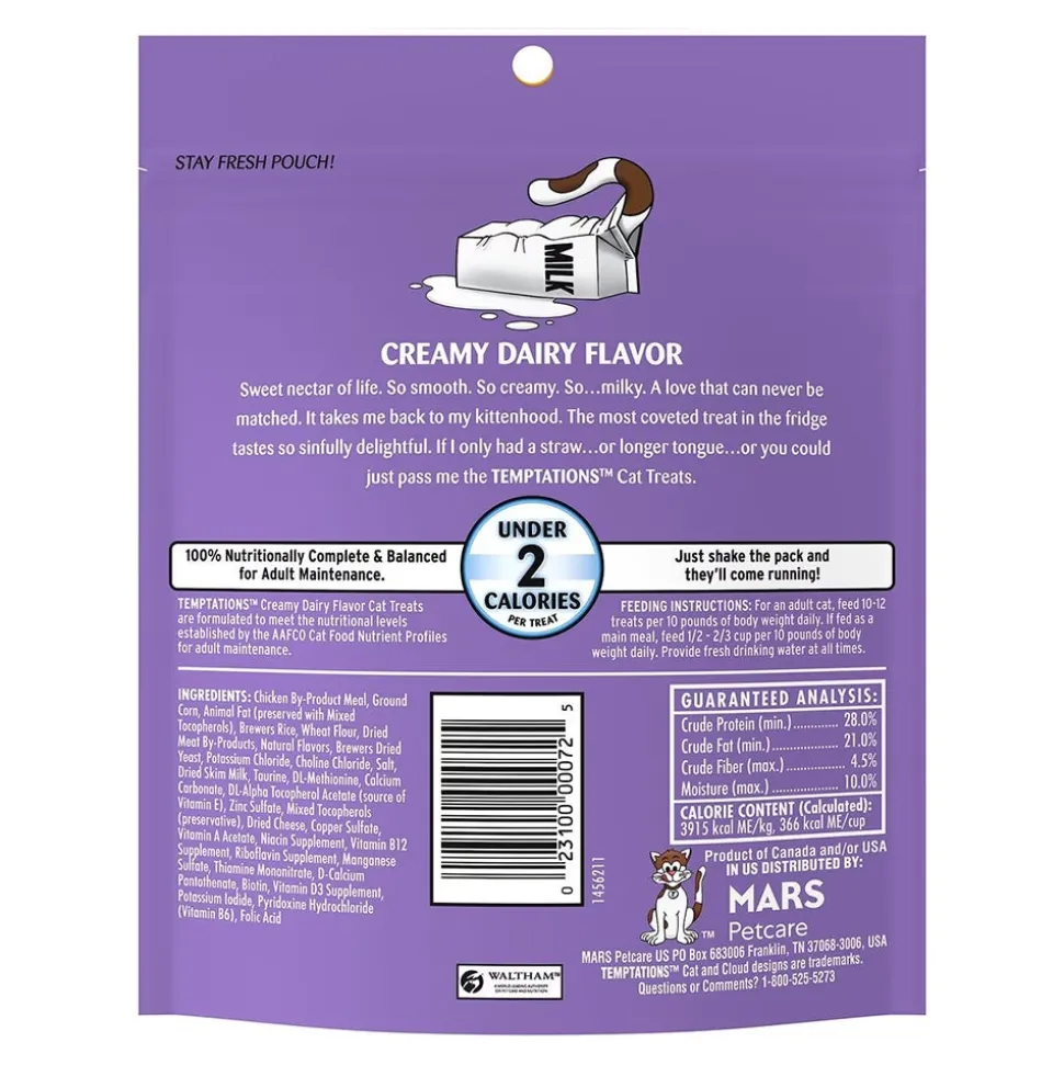 Temptations Classics Crunchy & Soft Adult Cat Treats Creamy Dairy 6.3-oz