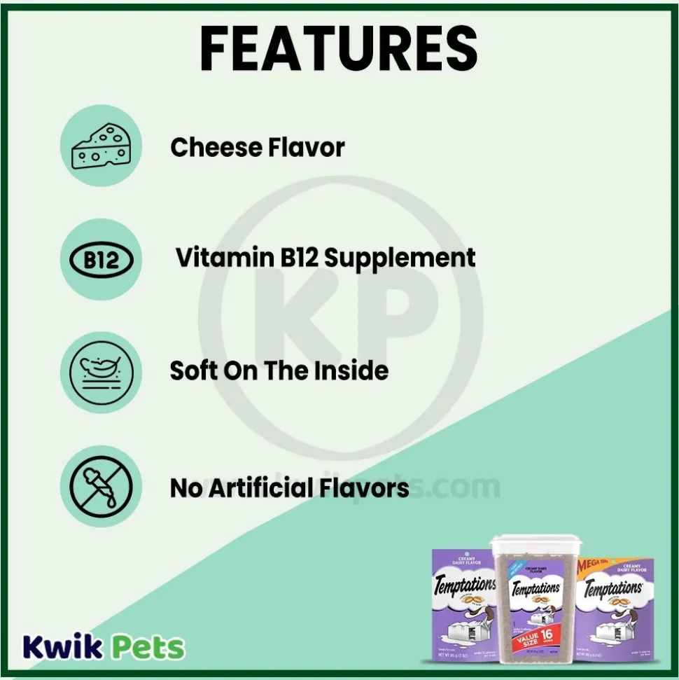 Temptations Classics Crunchy & Soft Adult Cat Treats Creamy Dairy 6.3-oz