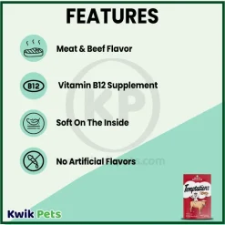 Temptations Classics Crunchy & Soft Adult Cat Treats Hearty Beef 3-oz