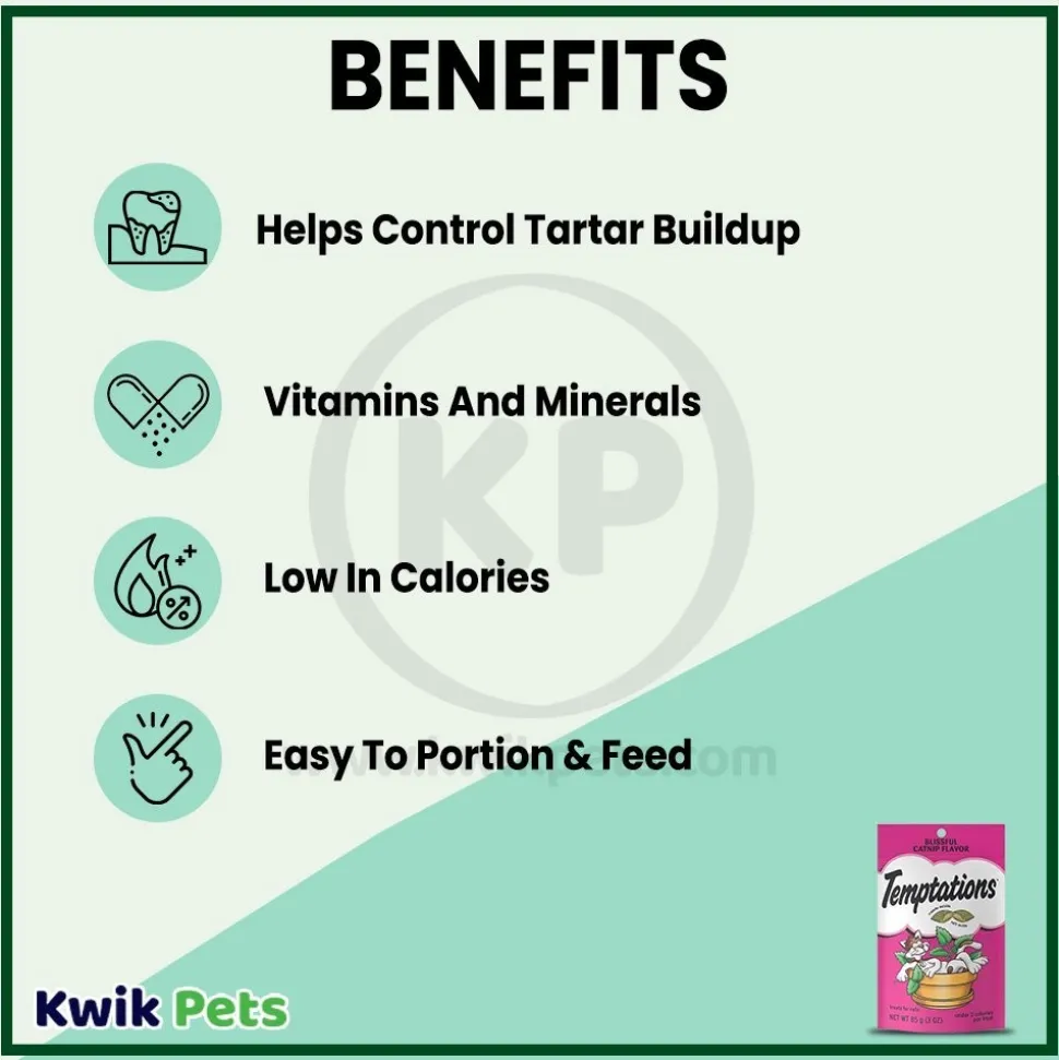 Temptations Classics Crunchy & Soft Adult Cat Treats Blissful Catnip 3-oz