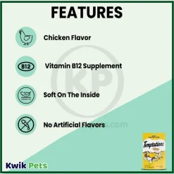 Temptations Classics Crunchy & Soft Adult Cat Treats Tasty Chicken 3-oz