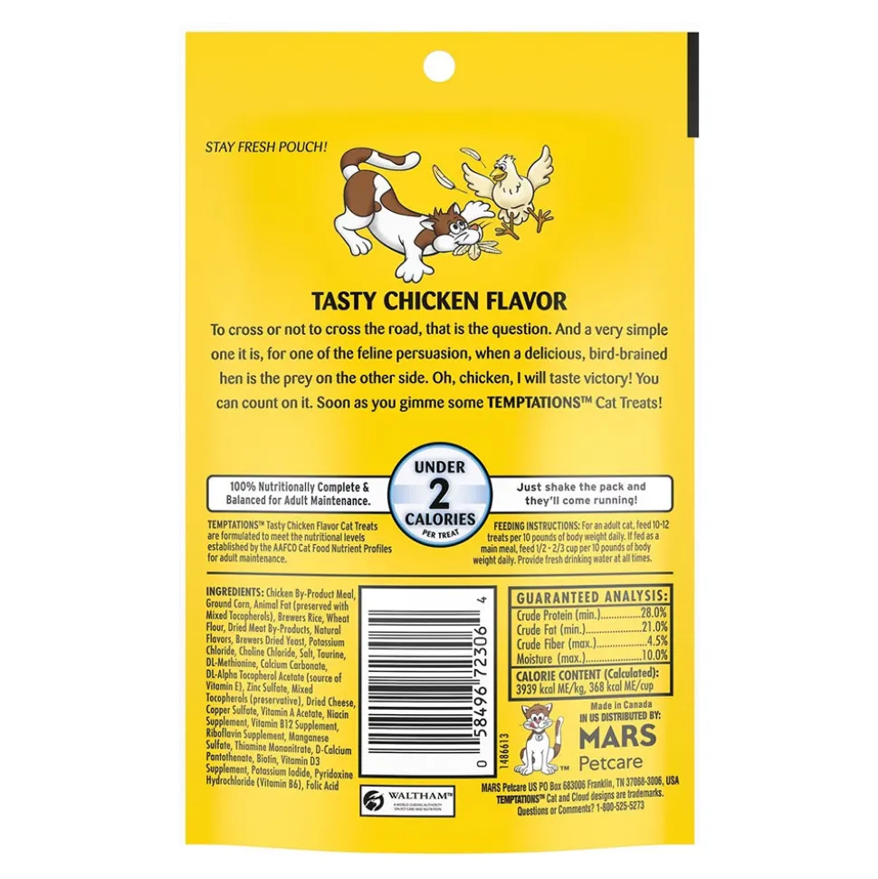 Temptations Classics Crunchy & Soft Adult Cat Treats Tasty Chicken 3-oz
