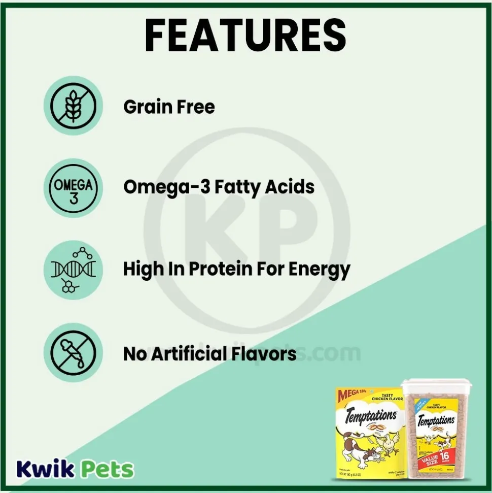 Temptations Classics Crunchy & Soft Adult Cat Treats Tasty Chicken 6.3-oz