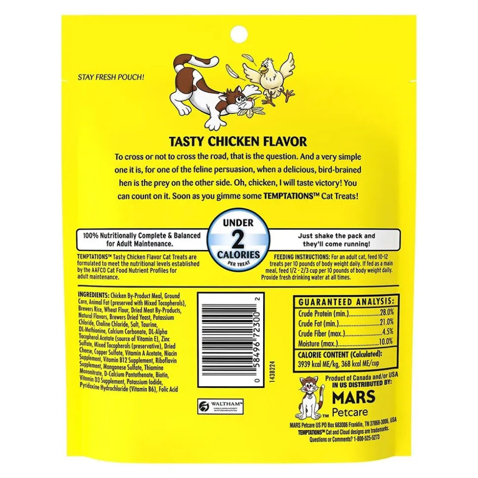 Temptations Classics Crunchy & Soft Adult Cat Treats Tasty Chicken 6.3-oz