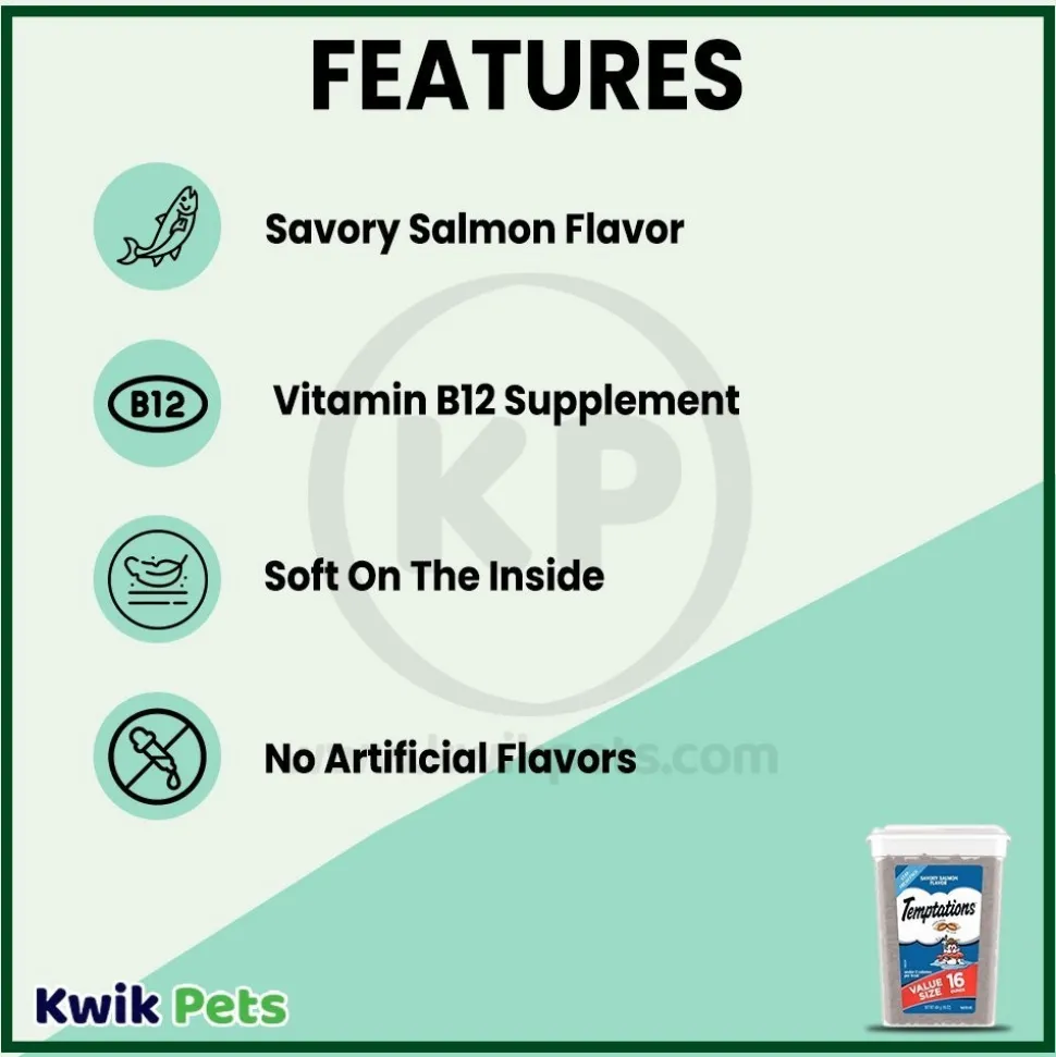 Temptations Classics Crunchy & Soft Adult Cat Treats Savory Salmon 16-oz