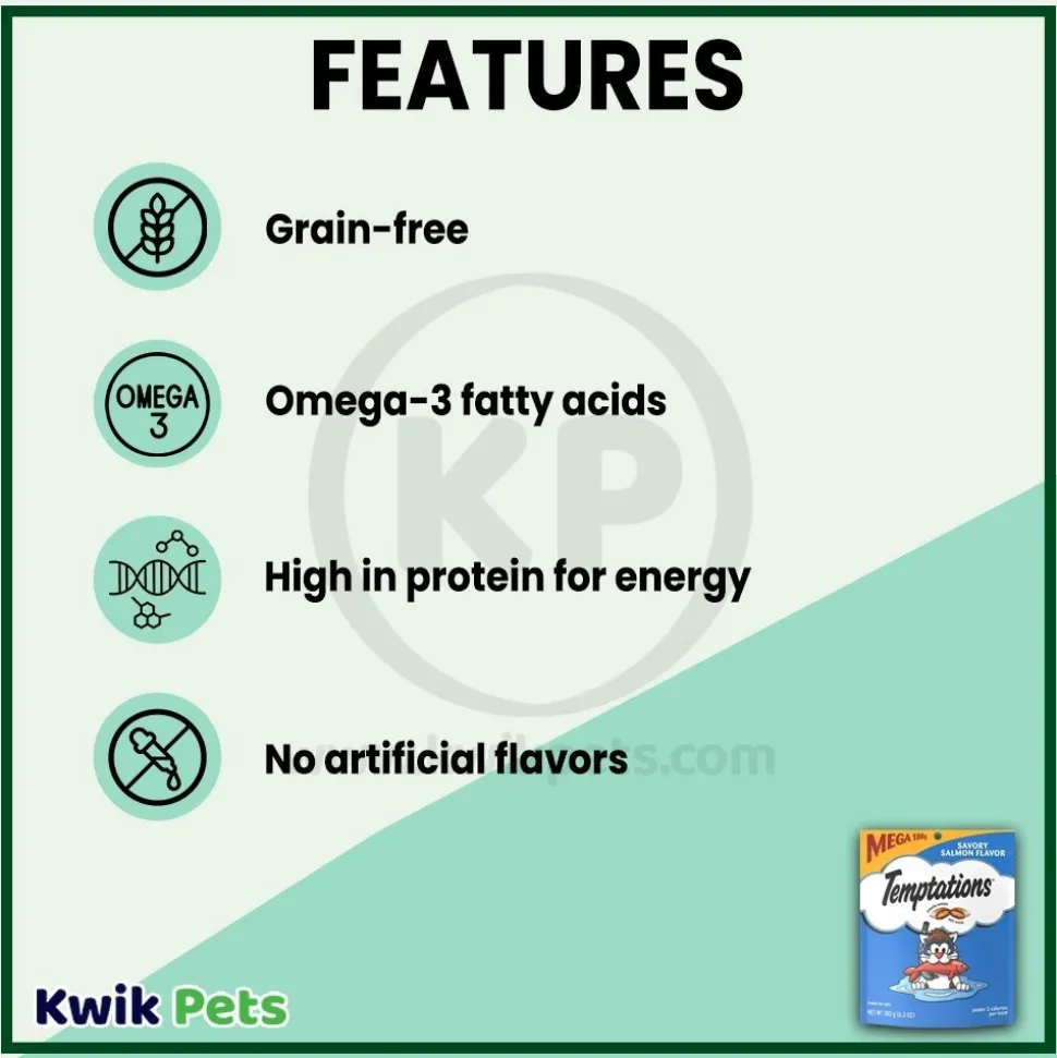 Temptations Classics Crunchy & Soft Adult Cat Treats Savory Salmon 6.3-oz