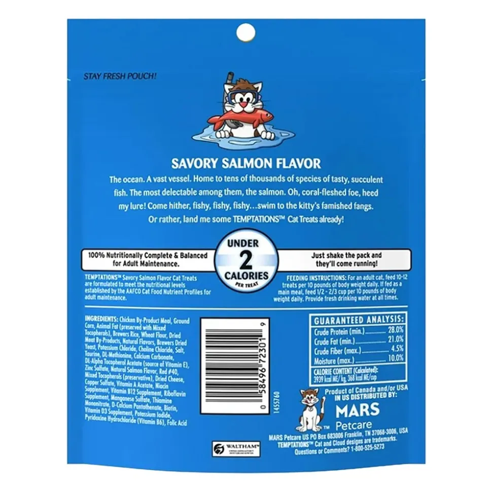 Temptations Classics Crunchy & Soft Adult Cat Treats Savory Salmon 6.3-oz